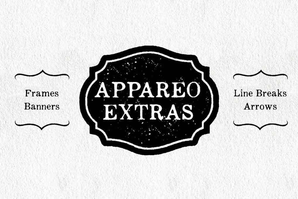 Appareo Extras Font free download – Decorative Fonts font preview image for Windows and Mac
