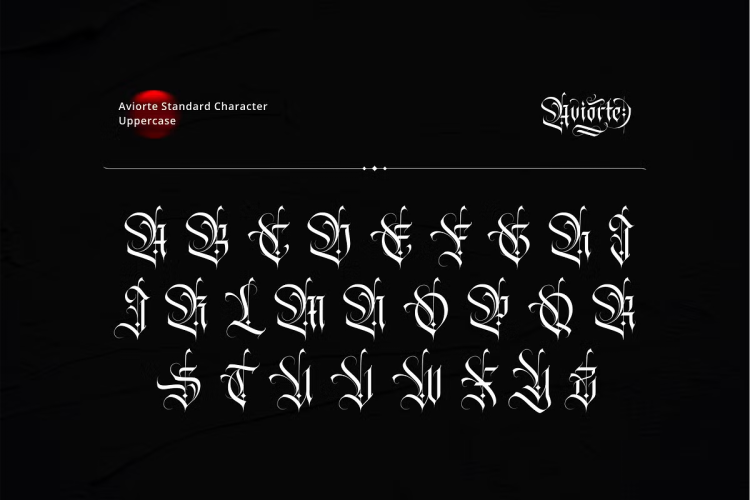 Aviorte Font free download preview 5 – Blackletter Font font