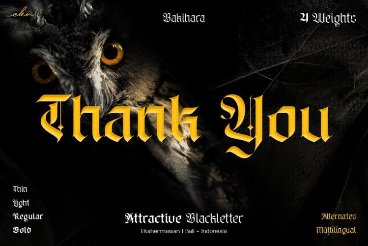 Bakihara – Blackletter Font Family free download preview 4 – Font Family font