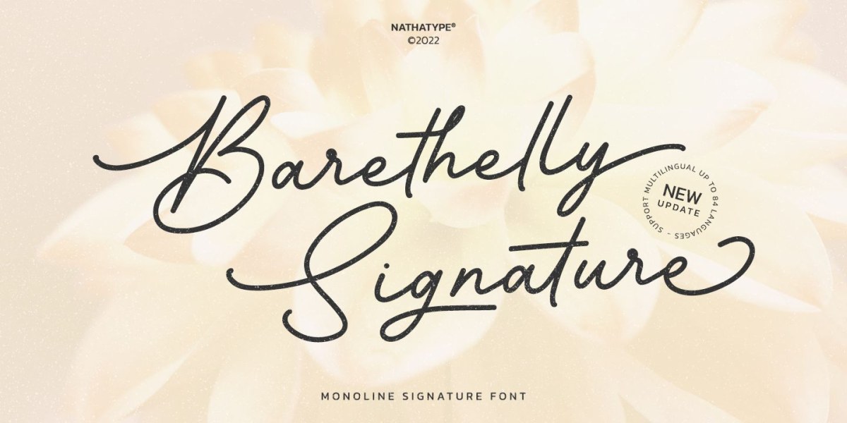 Barethelly Signature Font free download – Script And Handwritten font preview image for Windows and Mac