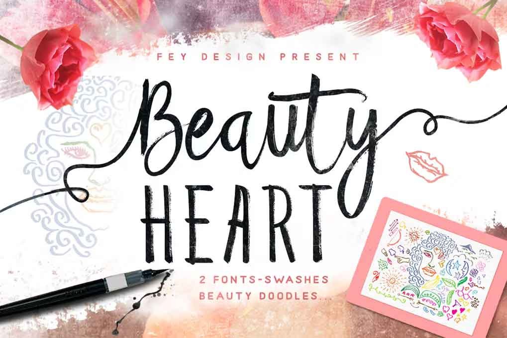 Beauty Heart Script Font free download – Script And Handwritten font preview image for Windows and Mac