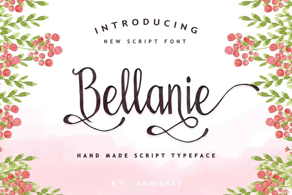 Bellanie Script Font free download – Script And Handwritten font preview image for Windows and Mac
