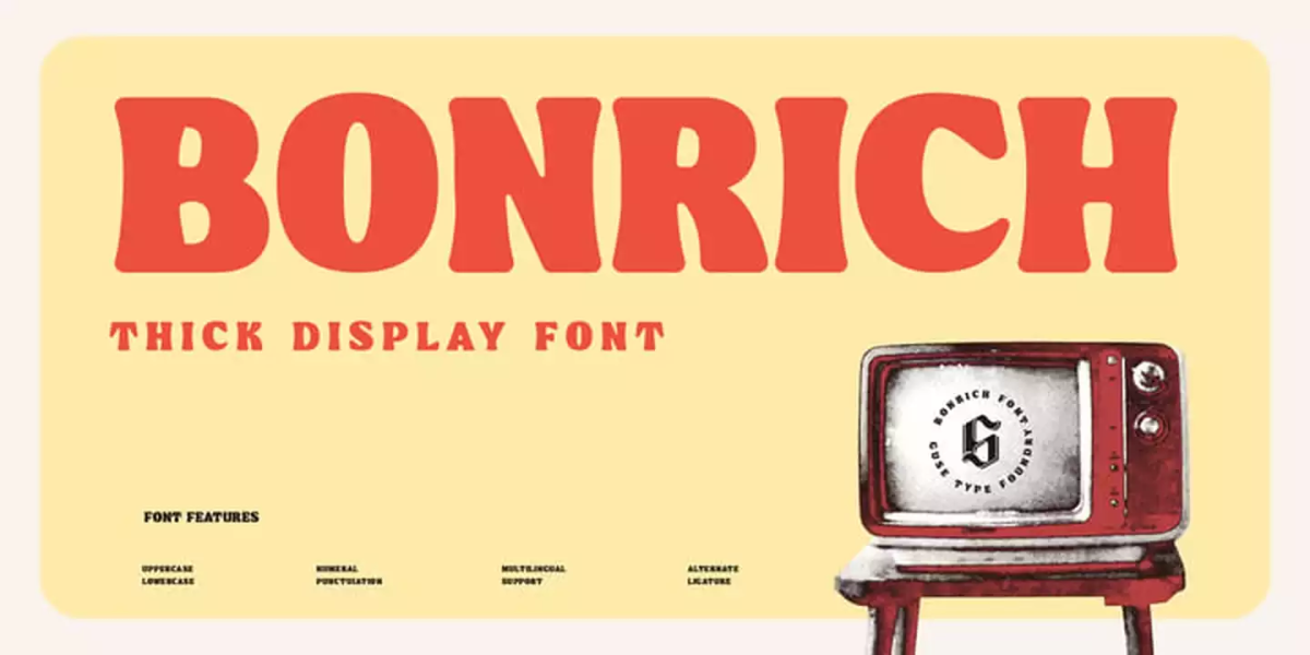 Bonrich Font free download – Display Fonts font preview image for Windows and Mac