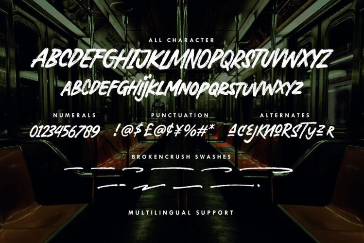 Broken Crush – Brush Font free download preview 8 – Brush Fonts font