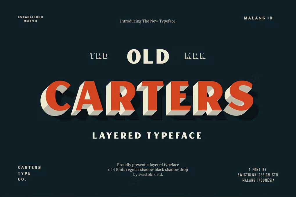 Carter Layered Font free download – Serif Fonts font preview image for Windows and Mac