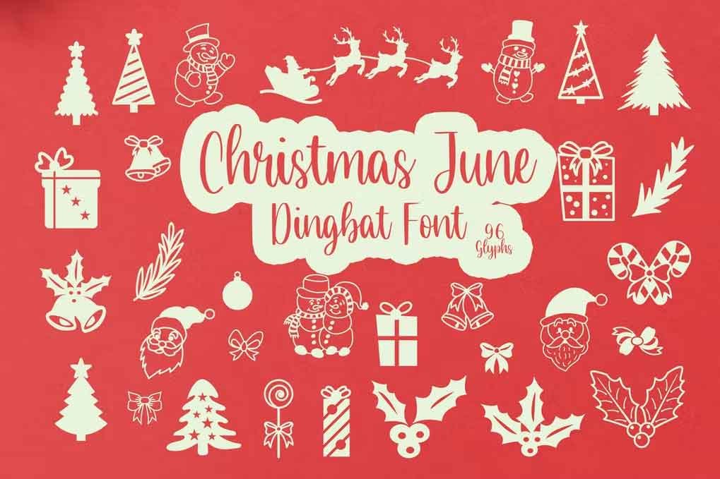 Christmas June Dingbat Font free download – Decorative Fonts font preview image for Windows and Mac