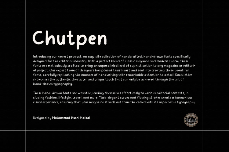 Chutpen – The Editorial Font free download preview 1 – Script And Handwritten font