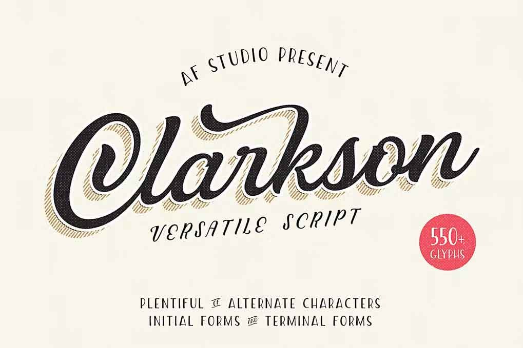 Clarkson Script Font free download – Script And Handwritten font preview image for Windows and Mac