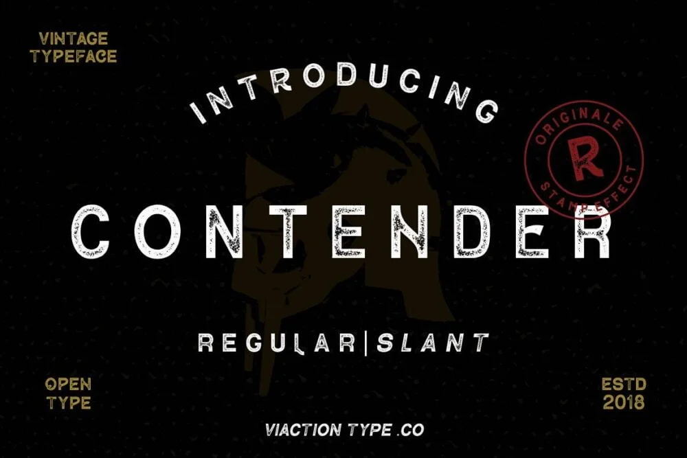 Contender Font free download – Display Fonts font preview image for Windows and Mac