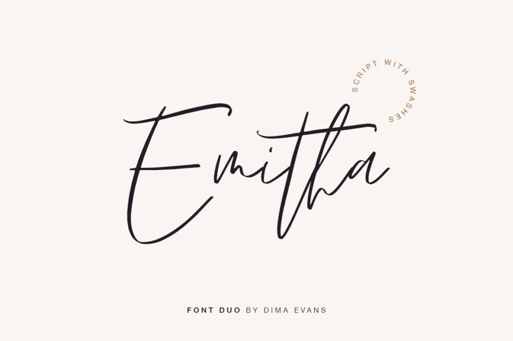 Emitha Script Font free download – Script And Handwritten font preview image for Windows and Mac