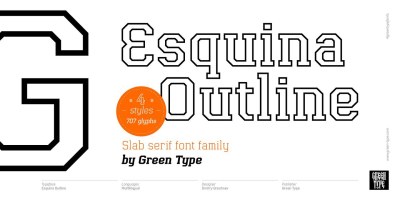 Esquina Outline Font Family free download – Packaging font preview