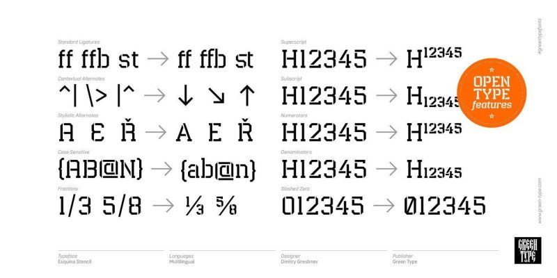 Esquina Stencil Font Family free download preview 6 – Display Fonts font