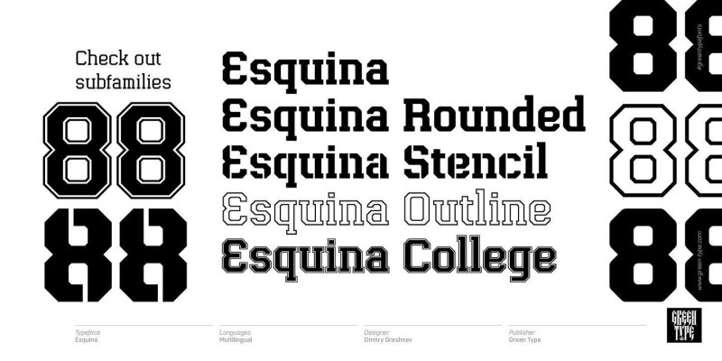 Esquina Stencil Font Family free download preview 8 – Display Fonts font
