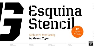 Esquina Stencil Font Family free download – Packaging font preview