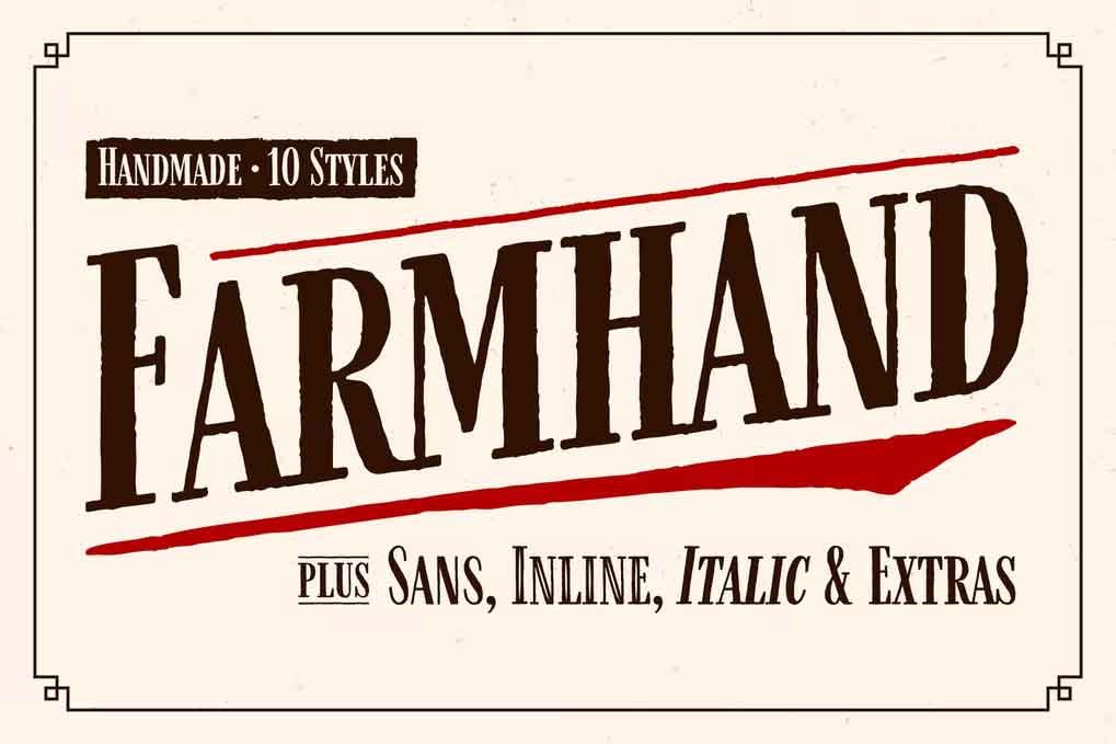 Farmhand Font Family free download – Serif Fonts font preview image for Windows and Mac
