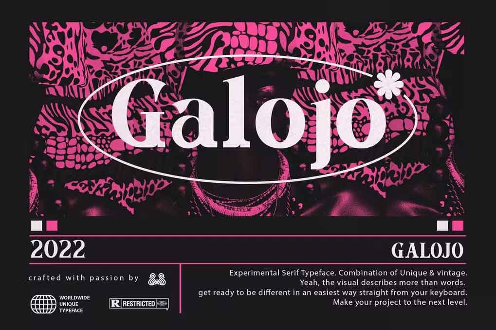 Galojo Typeface Font free download – Serif Fonts font preview image for Windows and Mac