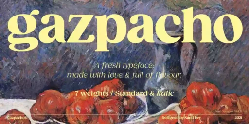 Gazpacho Font free download – Serif Fonts font preview image for Windows and Mac