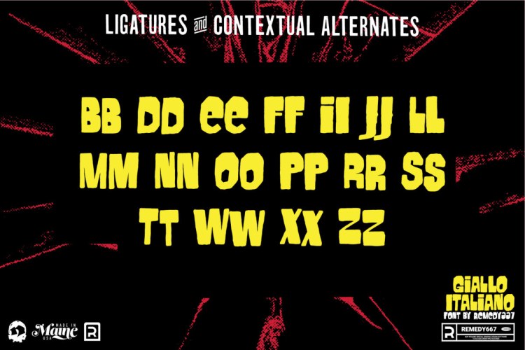 Giallo Italiano – Horror Film Font free download preview 3 – Display Fonts font