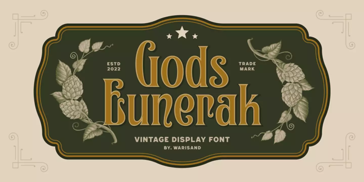 Gods Eunorak Font free download – Display Fonts font preview image for Windows and Mac