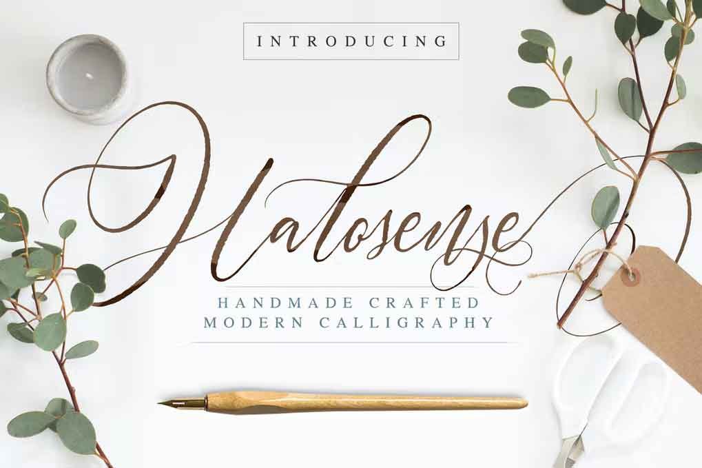 Halosense Script Font free download – Script And Handwritten font preview image for Windows and Mac