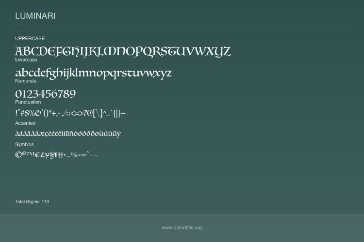 Luminari Font free download preview 2 – Display Fonts font