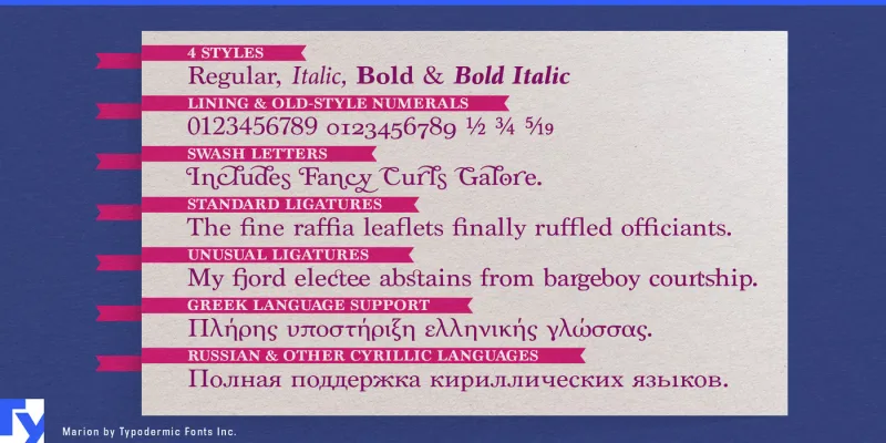 Marion Font preview 4 – Serif Fonts font sample