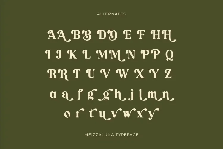 Meizzaluna Font preview 3 – Serif Fonts font sample