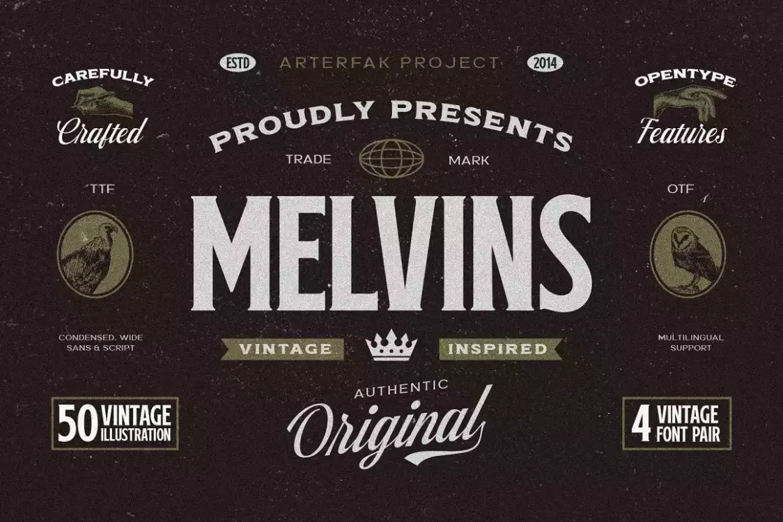 Melvins Font free download – Display Fonts font preview image for Windows and Mac
