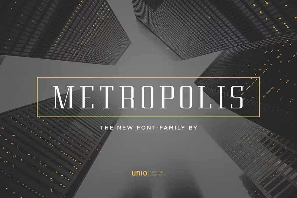 Metropolis Font free download – Serif Fonts font preview image for Windows and Mac