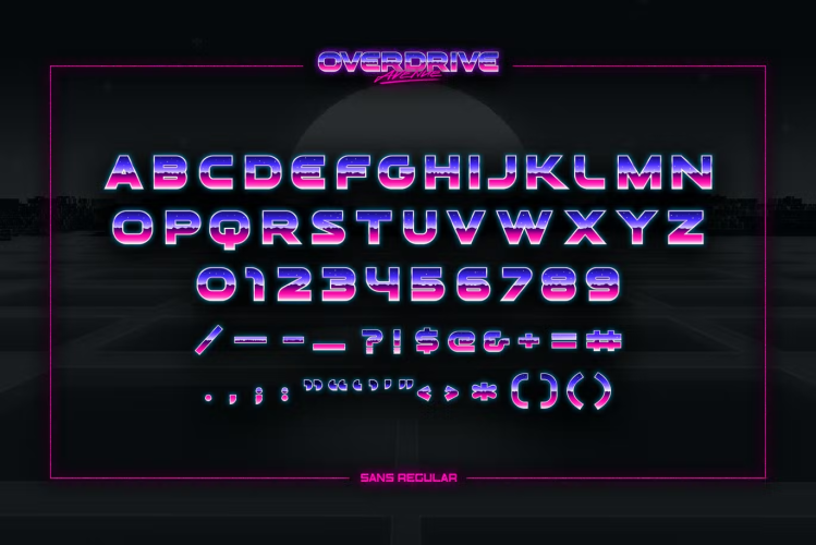 Overdrive Avenue Retro Wave Font free download preview 3 – Serif Fonts font