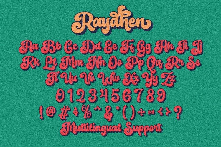 Raydhen – Retro Font with Extrude free download preview 2 – Display Fonts font