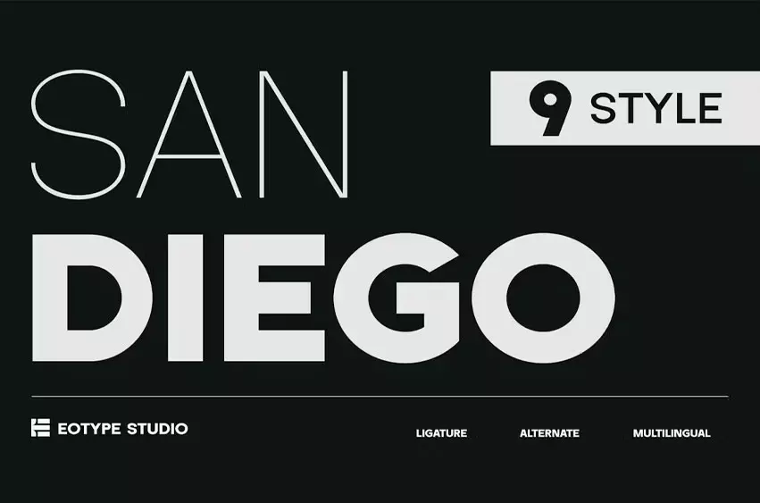 San Diego Font free download – Sans Serif Fonts font preview image for Windows and Mac