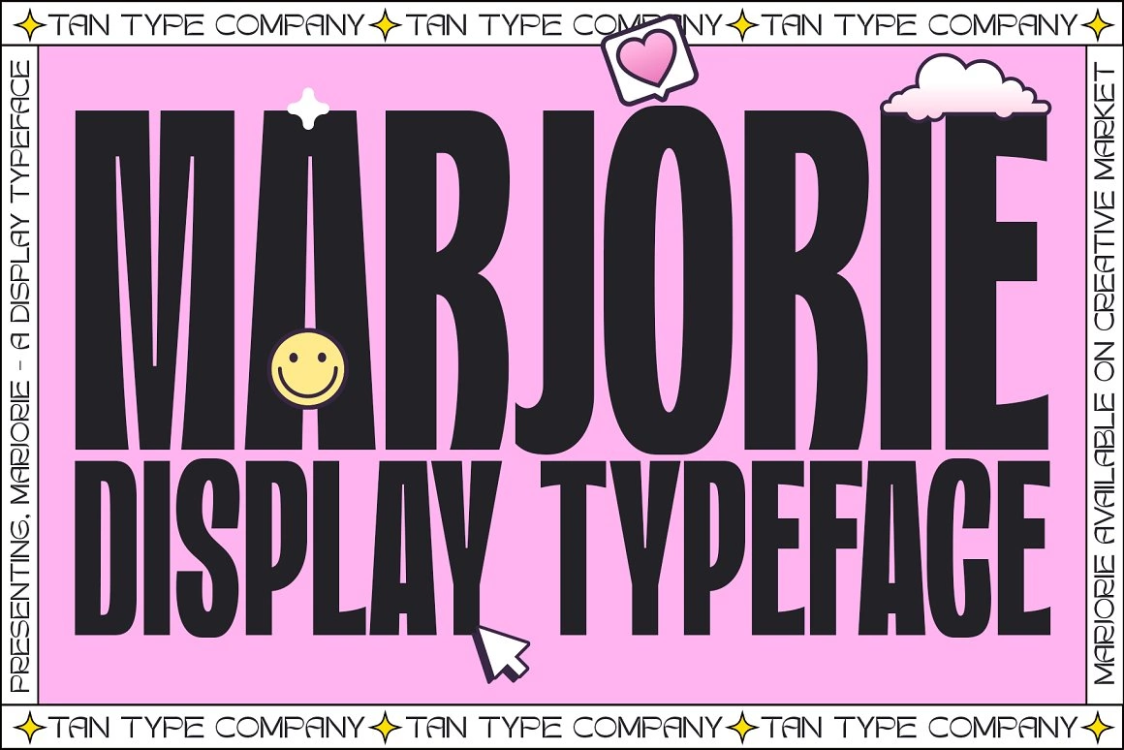 TAN MARJORIE Font free download – Display Fonts font preview image for Windows and Mac
