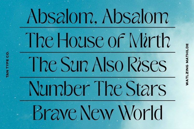 TAN WALTZING MATHILDE Font free download preview 1 – Display Fonts font