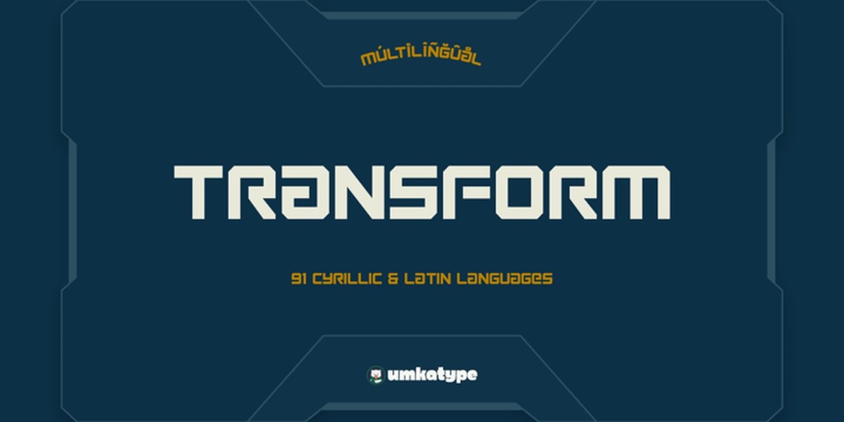 Transform Font free download – Display Fonts font preview image for Windows and Mac