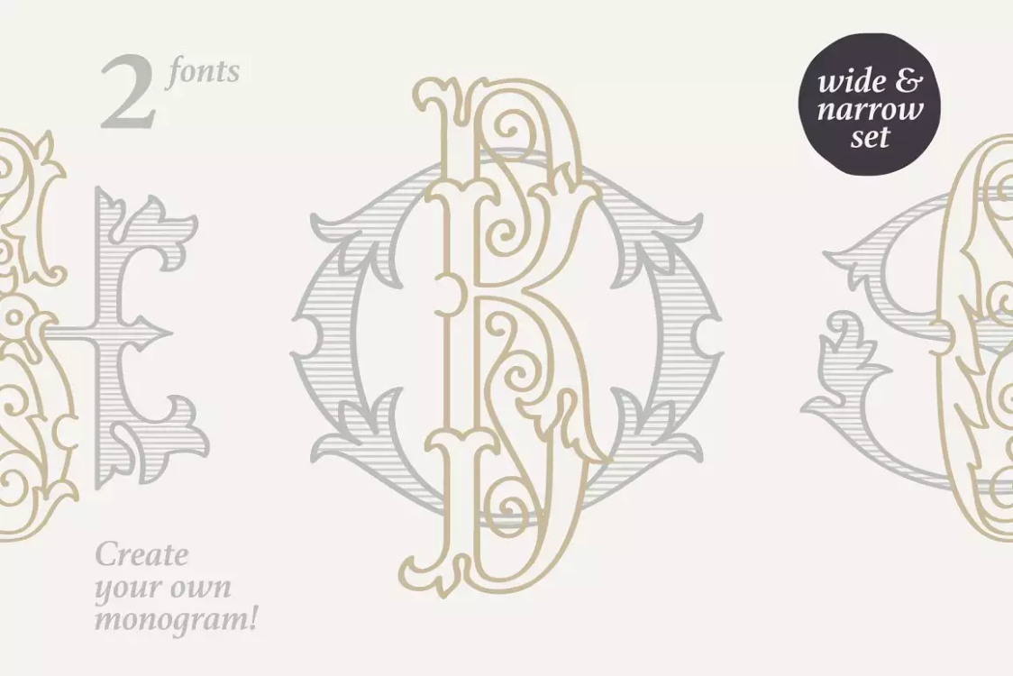 Wedding Monograms Fonts Set free download – Display Fonts font preview image for Windows and Mac