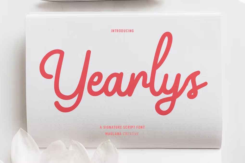 Yearlys Retro Script Font free download – Script And Handwritten font preview image for Windows and Mac